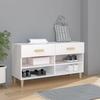 Shoe Cabinet - White - 102x35x55 Cm - Engineered Wood - 2 Drawers - Contemporary Design