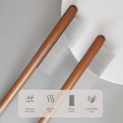 Solid Wood Comb Pet Grooming Cleaning Flea Comb Cat Grooming Tool Stainless Steel Hair Remover Brush for Dogs Pet Supplies