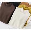 Herbst Winter Hoher Kragen Einfarbig Unterteilter Pullover Top Damen Langarm Lässig Mode Samt Warmes T-Shirt Tee