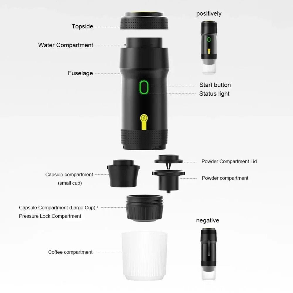 3-in-1 Extraction Travel Coffee Maker Full Automatic Portable Espresso Machine  Hiking
