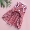 Plaid Printing Bow-knot Decor Apparel Two-legged Dog Costume Skirt Dress for Summer Pet Clothing