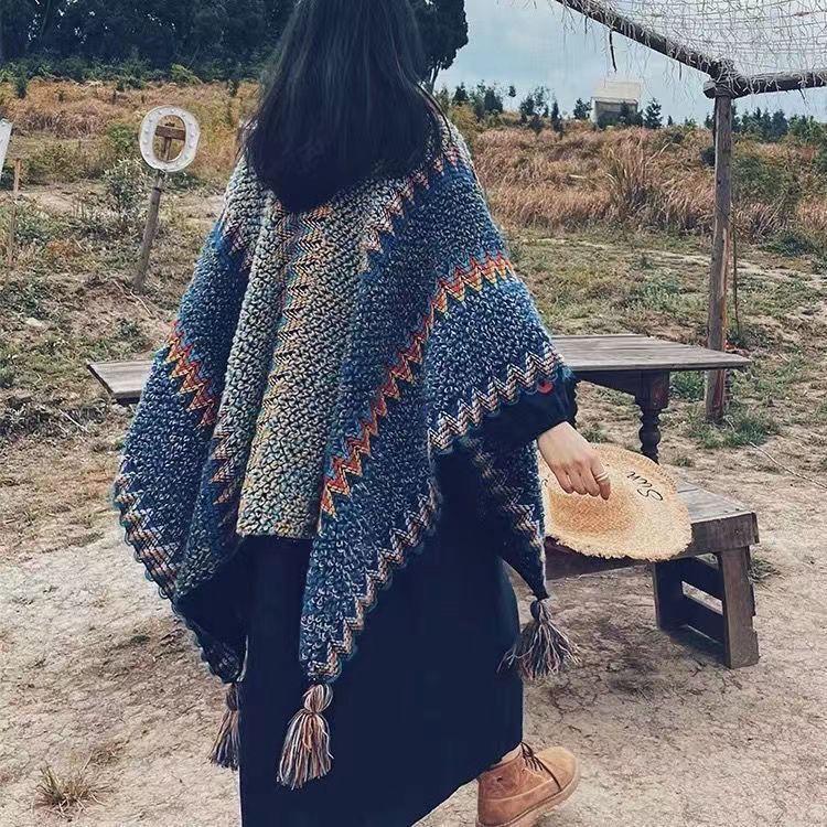Ethnic Shawl Cape for Travel - Women's Tibetan, Xinjiang, Qinghai, Yunnan Cloak Scarf 