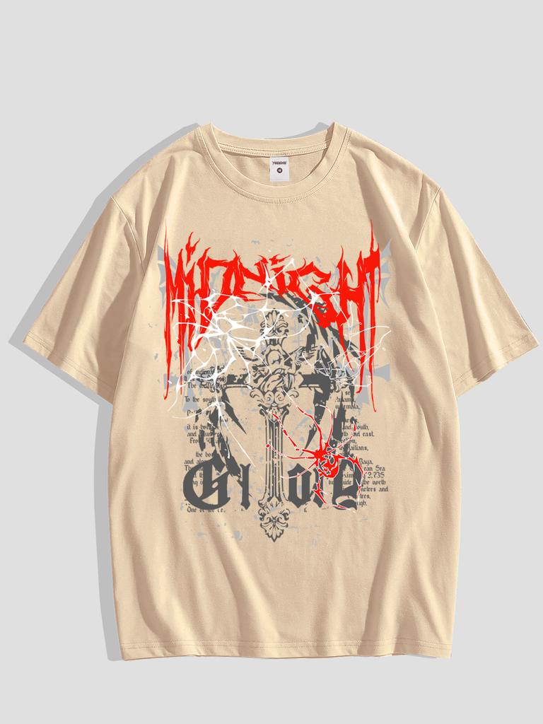 Men's Graphic Tee - Casual & Loose Dark Academia Short Sleeve T-Shirt Oversized Baggy Tops T-Shirt Black