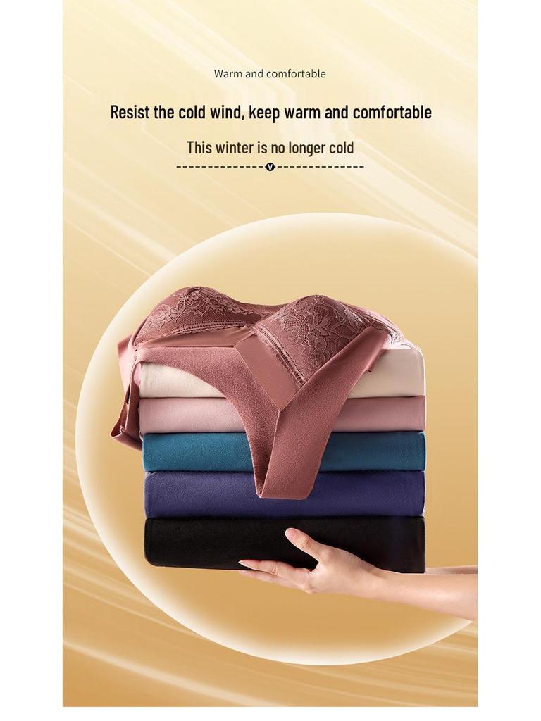806 Women's V-Neck Seamless Lace Warm Vest with Chest Pad - Winter Base Layer