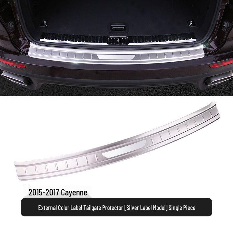 Stainless Steel Trunk Sill Strips for Porsche Macan & Cayenne Rear Bumper Interior Mods
