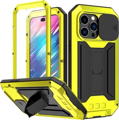 Heavy Duty Armor Doom Metal Telefoonhoesje Voor iPhone 16 15 14 Plus 13 Pro Max Schokbestendig Hard Cover Scherm- en Lensbeschermer Standaard