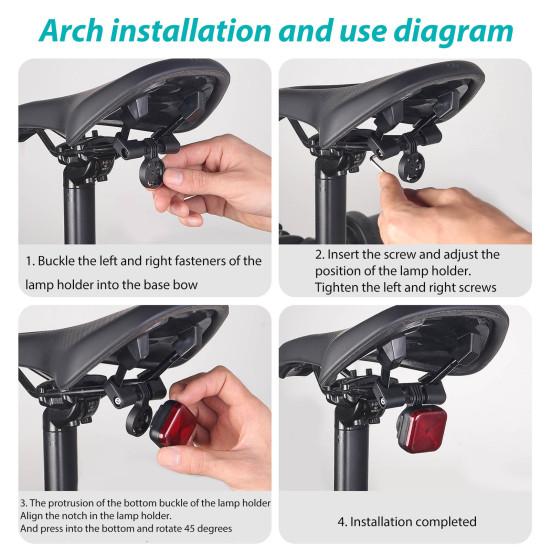 Bicycle Tail Light with Brake Sensor Waterproof USB Rechargeable MTB Road Mountain Bike Seatpost Saddle Mount Night Riding Warning Rear Lamp