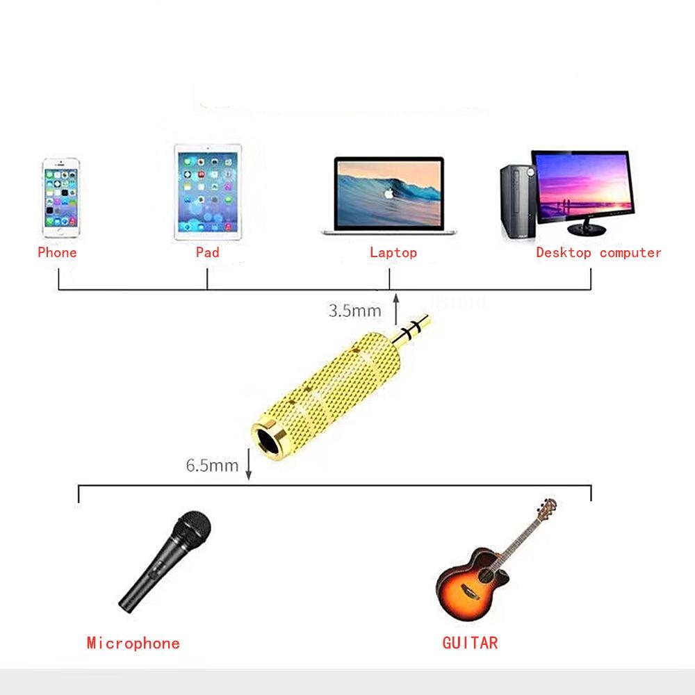 6.5 mm Male to 3.5 mm Headphone Adapter FemaleWear-resistant Jack Converter Audio Plug Easy Installment Gold Plating ProcessGood product