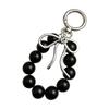 Handmade Beaded Key Chain with Bowknot Keychain Phone Charm Bag Pendant Keyring Ornament for Wallet Purse Backpack