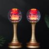 Buddha Offering Lamp, Crystal Ball LED Lotus Lamp, Seven Color Gradient Glass Prayer Lamp, Buddhist Decoration, Plug, 1pcs