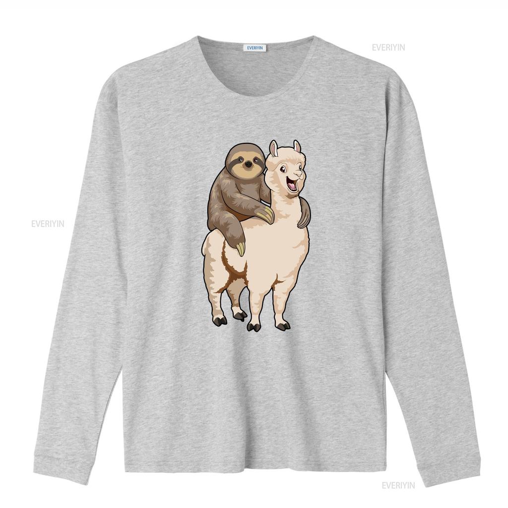 Sloth Riding Llama Funny Lazy Animal Pun T Shirt Sizes S 5XL vintage Washed Breathable Casual streetwear graphic fashion