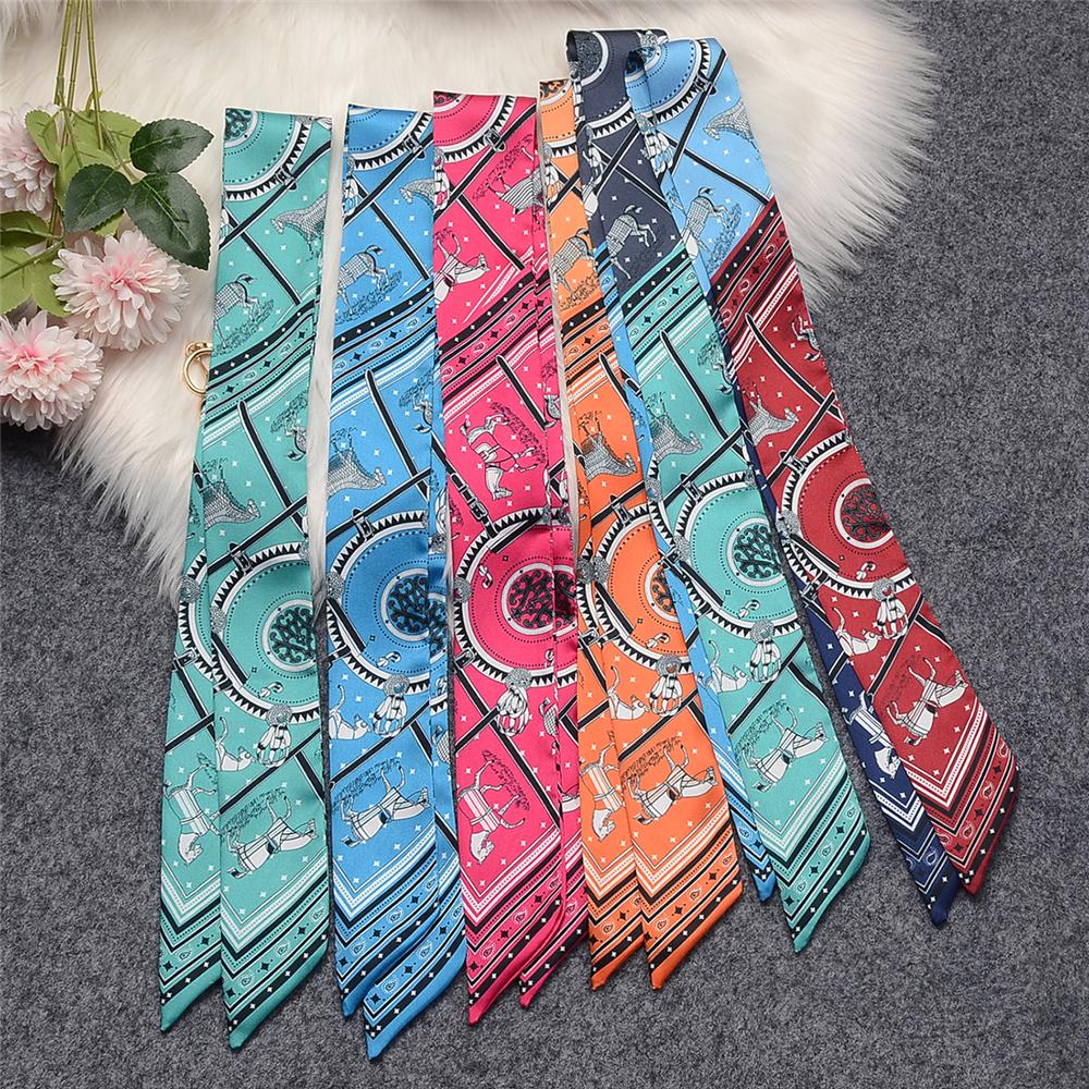 Luxury Horse Cloak Brand Scarf Fashion Design 100% Silk Scarf Women Headwear Skinny Bag Hair Scarves Neckerchief