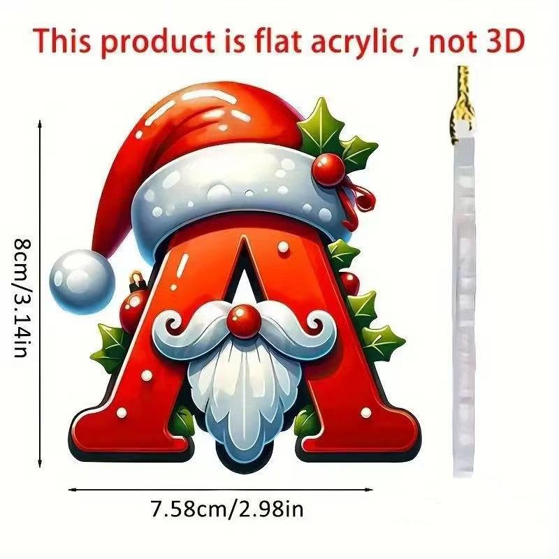 Retro Farmhouse Style Acrylic Flat Pendant Decoration Christmas Tree Ornament With 26 Letters New
