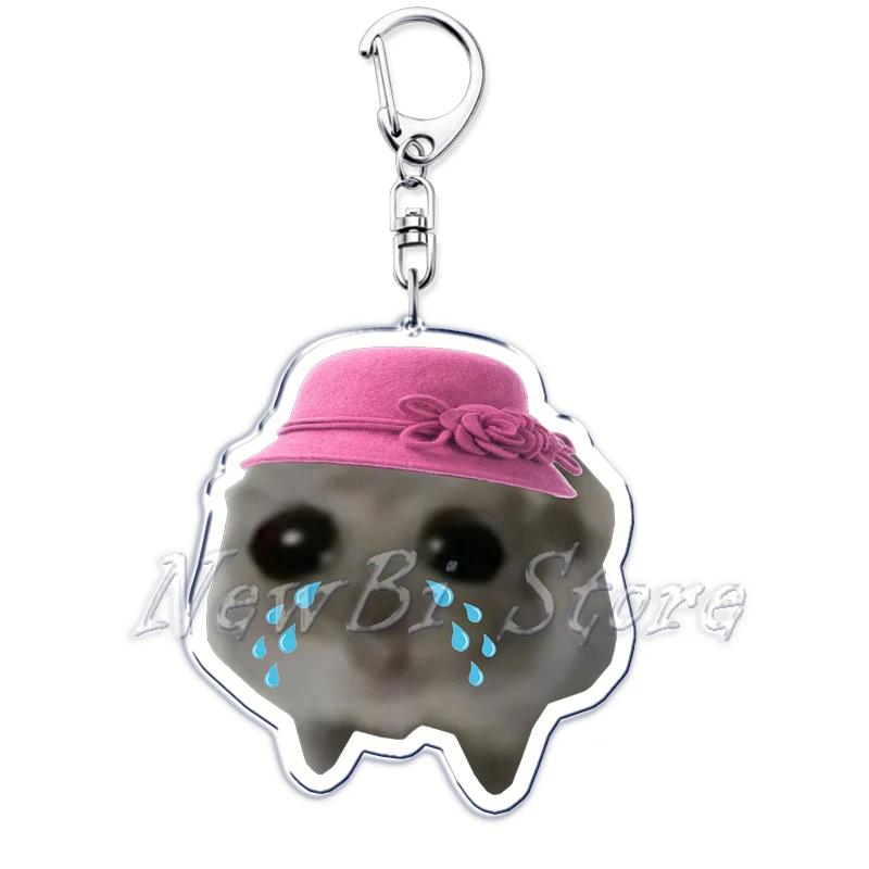 Fun Meme Im Just A Girl Sad Hamster Key Chain Keychains Ring for Accessories Bag Funny Pendant Keyring Jewelry Fans Gifts