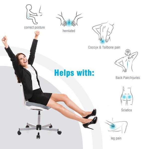 Gelkissen Home Office Autositzkissen für orthopädische Schmerzlinderung Komfortstuhl Memory-Kissen Lendenwirbelsäulenschutz