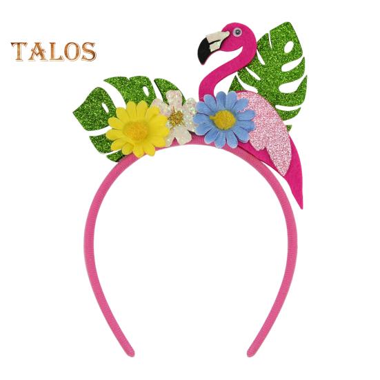 Summer Hawaiian Luau Headbands Palm Tree Flamingo Felt Beach Party Hair Accessory for Tropical Theme Party Supplies