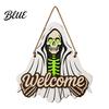 Halloween Hanging Wooden Horror Grim Sign Skeleton Spooky Sign Welcome Door Hanger Reaper Dark Style Ornament Plaque for Front