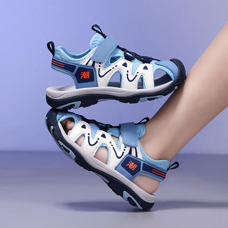 Chłopięce sandały sportowe plażowe z zamkniętymi palcami i obrotowym guzikiem dla chłopców Sandały sportowe dla dziewcząt Sandały dziecięce