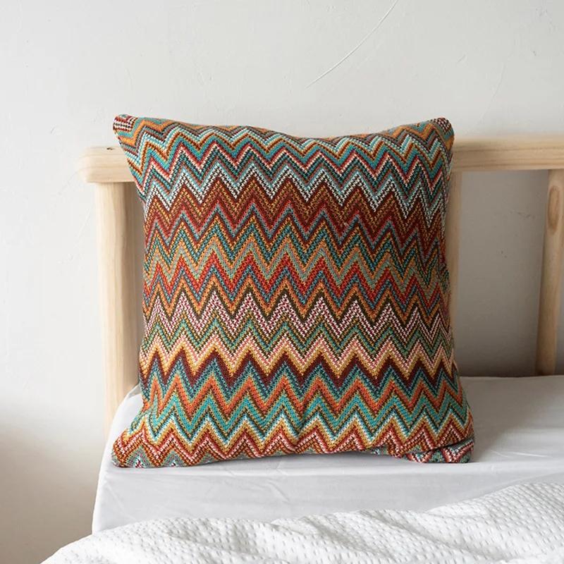 

Bohemia Knitted Cushion Cover Soft Striped Pillow Case 45cm*45cm for Home Decoration Living Room Bed Room Pillow Cover Drop ship