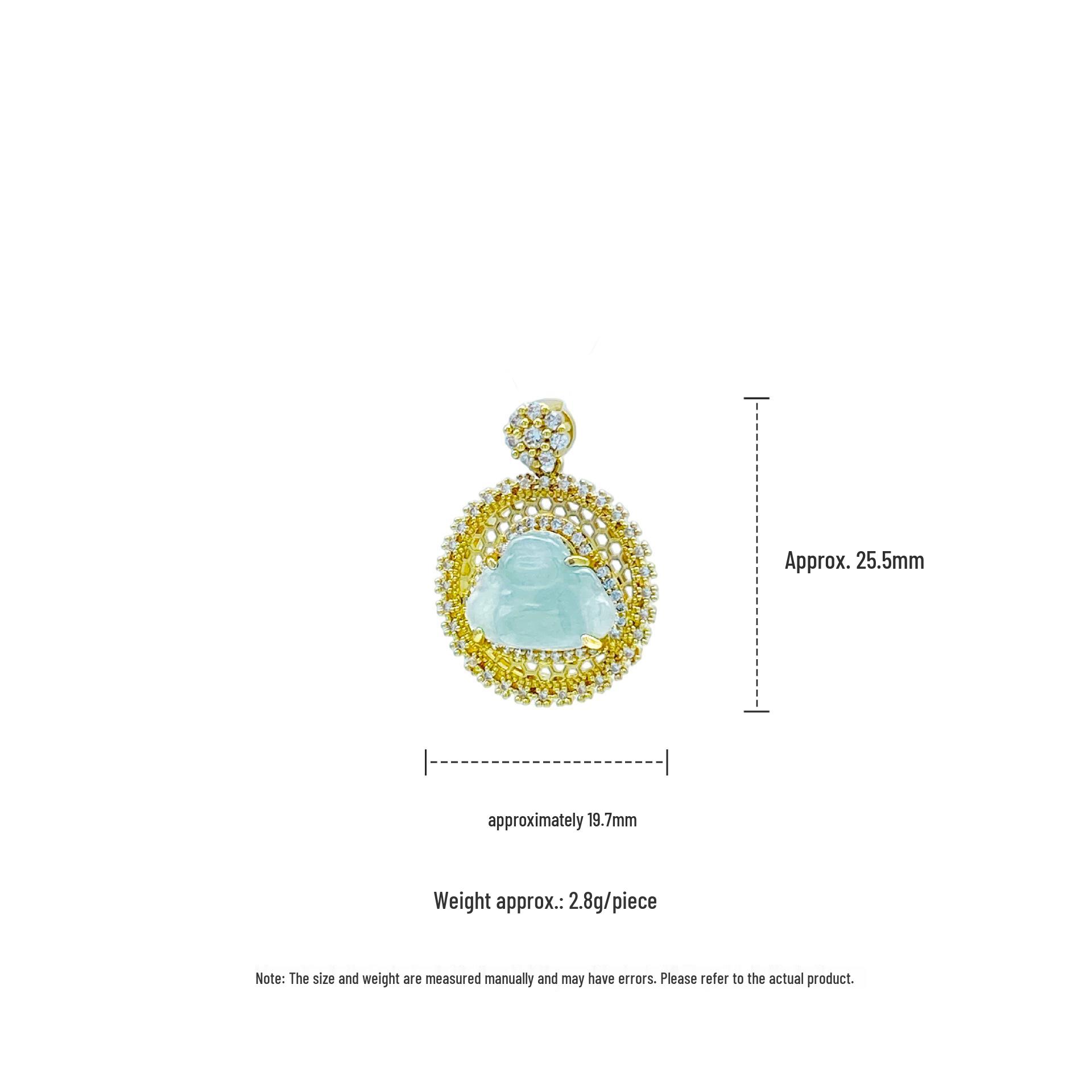 Blue Water Maitreya Buddha Jade Pendant Necklace with Zircon Inlay - High-End Light Luxury