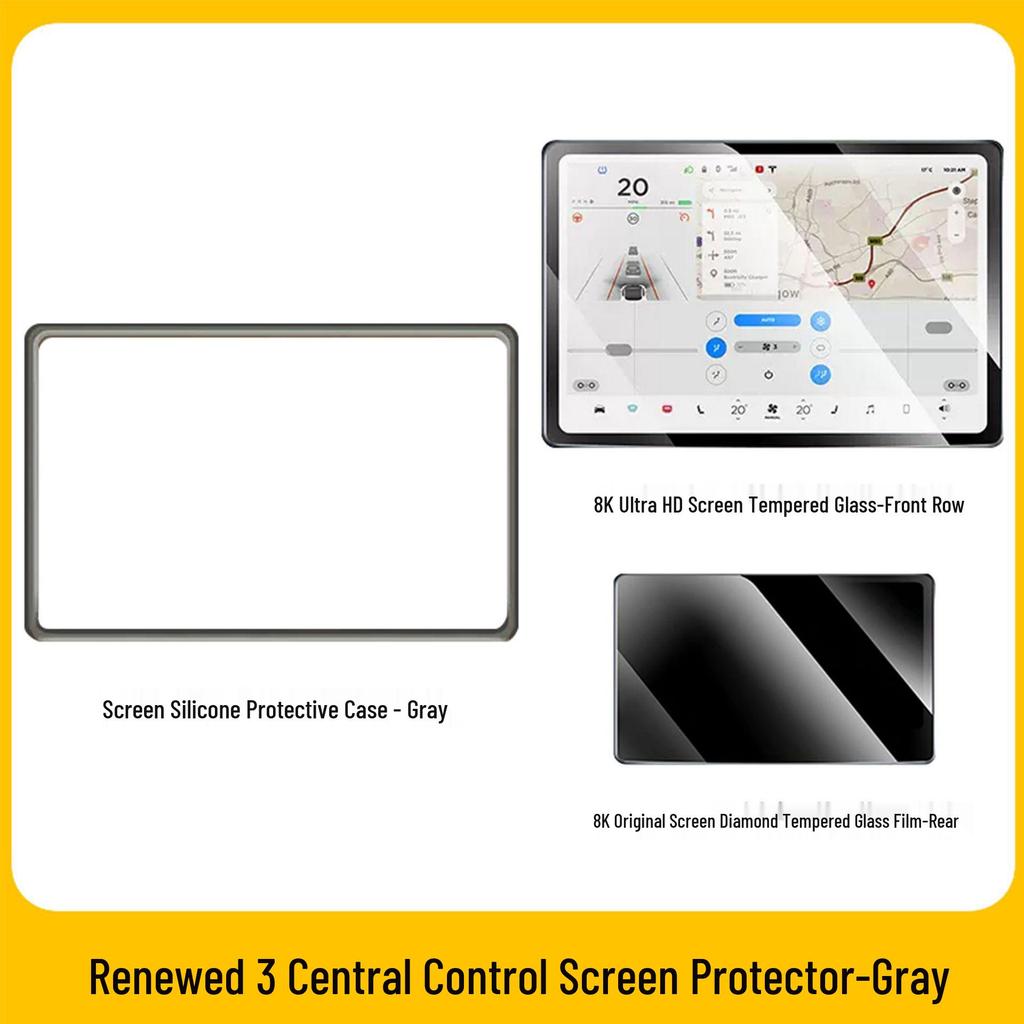 Tesla Model 3/Y Silicone Screen Protector & Console Frame