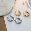 Accessories Niche Premium Sense Geometric Ear Buckles Earrings Personality Versatile Titanium Steel Twist Kink Earrings