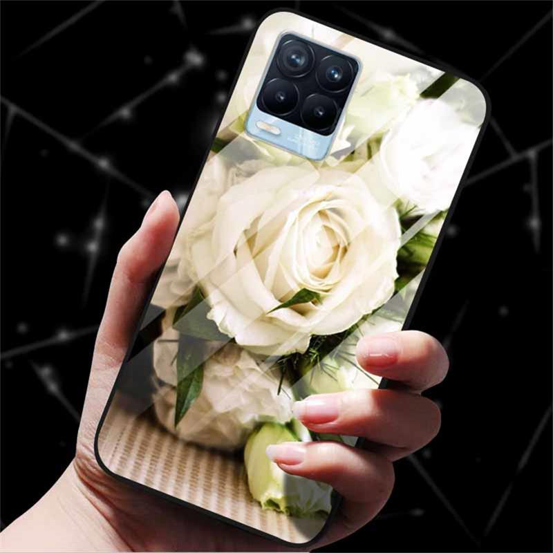 For Realme 8 Case Tempered Glass Hard Back Cover Case For Realme 8 5G 8i Realme 8 Pro Phone Case Cover Realme8 Pro Soft Bumper