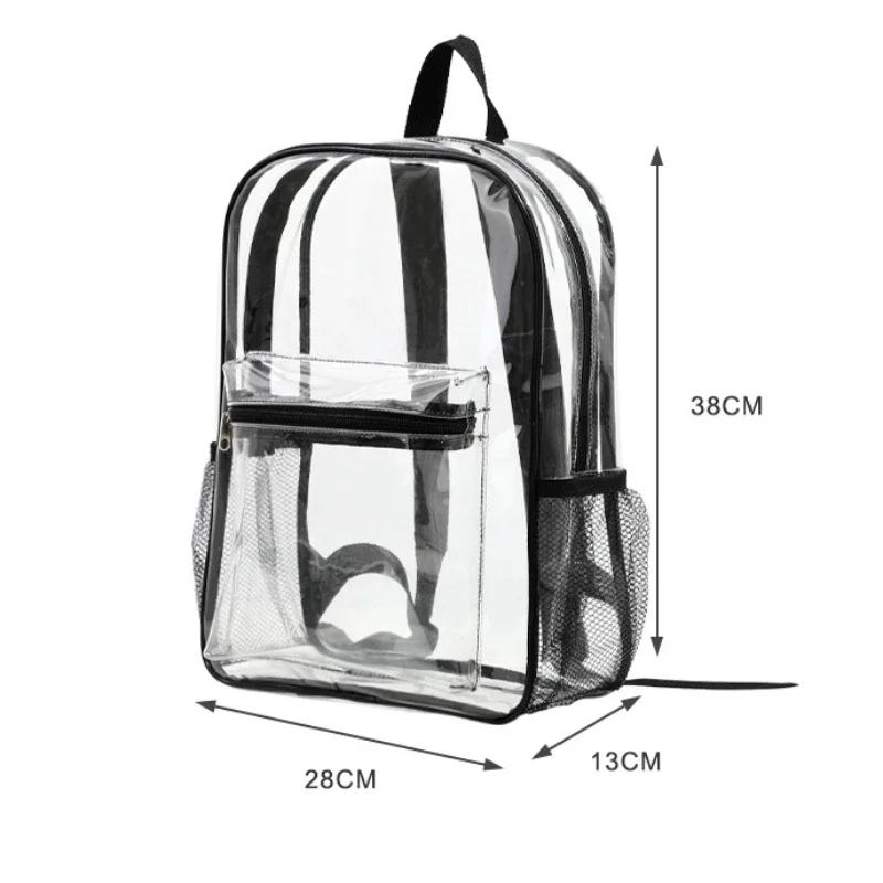 Zaino Trasparente di Grande Capacità Casual con Cerniera Impermeabile Zaino Trasparente Borsa Scolastica Zaino in PVC Visibile Borsa da Viaggio per Donne