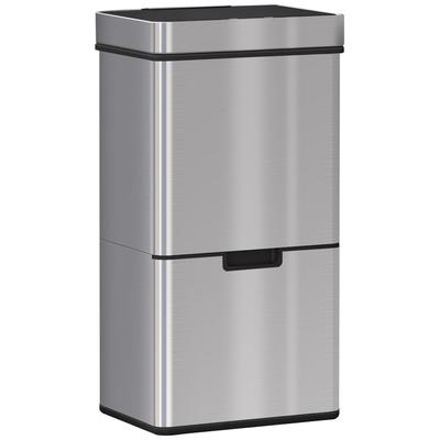 72L Recycling Sensor Bin Stainless Steel 3 Compartments For Both Wet/Dry Waste w/Removable Lid  Kitchen Home