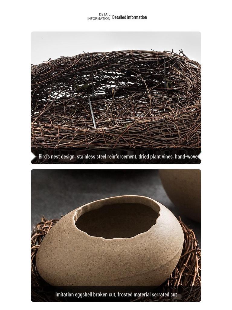 Creative Ostrich Eggshell Dessert Bowl - Unique Ceramic Tableware for Cold Drinks & Barbecue