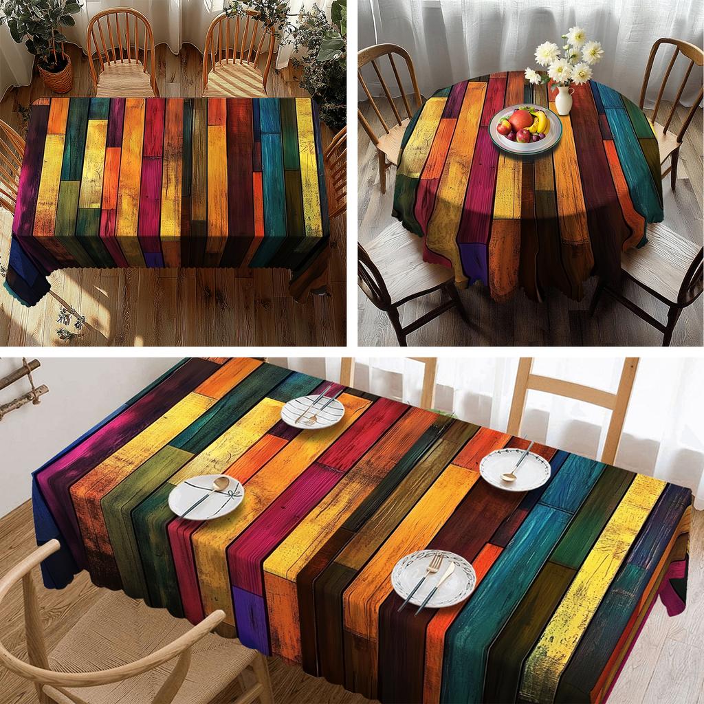 Independence Day Flower Wreath Waterproof Rectangular Tablecloth Red Blue Flower Star USA Flag Tables Cover for Dinner Kitchen