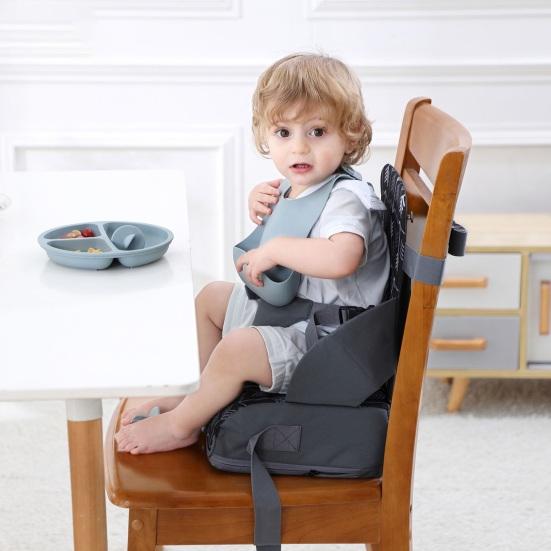 Fotelik dla malucha Oddychające krzesło kuchenne z oparciem Regulowane paski i podparcie poduszki Przenośne siedzisko do stołu jadalnego na posiłki rodzinne