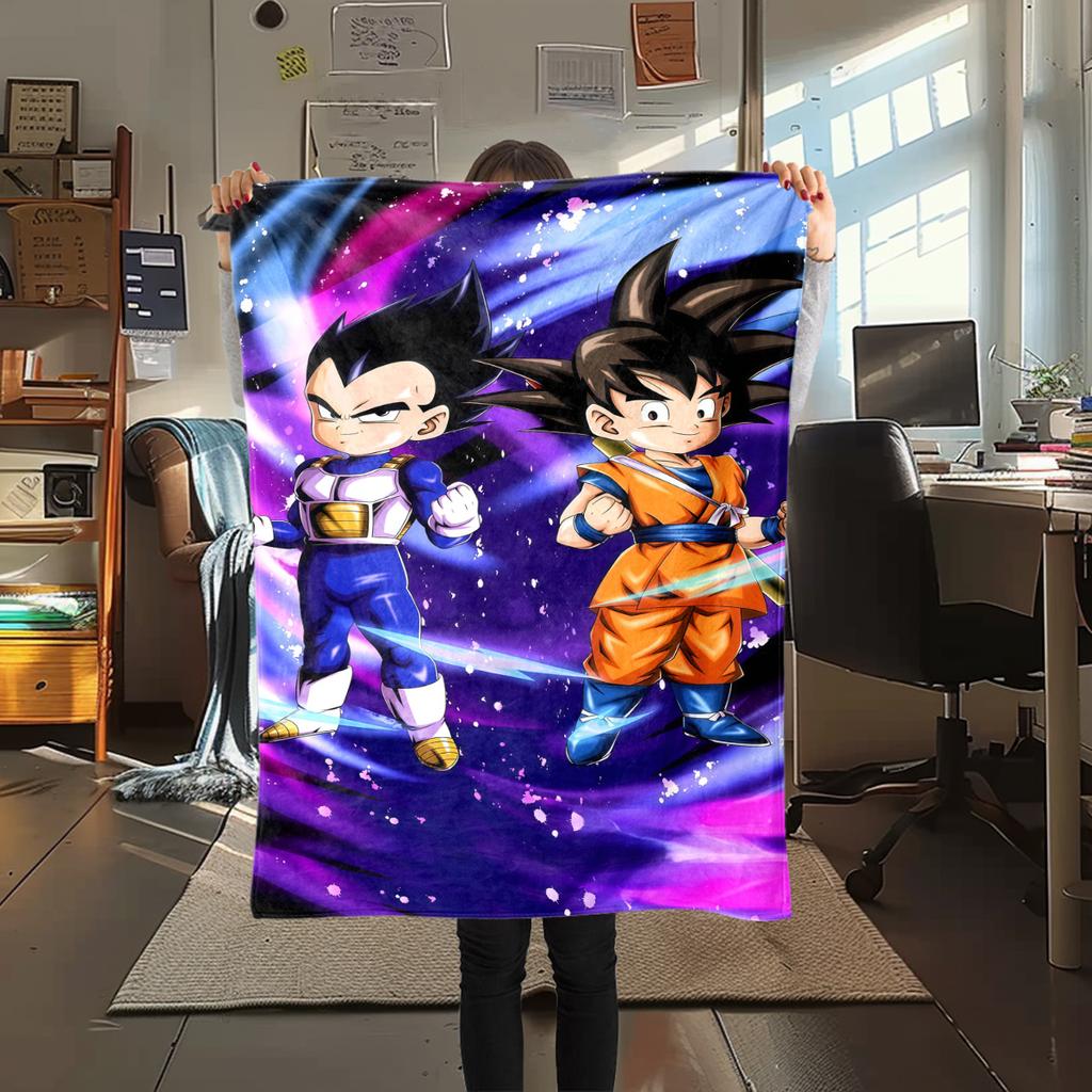 1 ks Flanelová deka s potiskem Dragon Ball Super, Vysoce kvalitní, Pro všechna roční období, Domácí dekorace, Teplo a pohodlí, Perfektní jako vánoční dárky