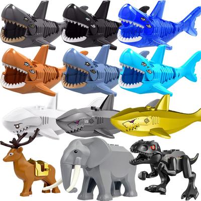 Animals Tiger Leopard Bear Elephant Caribbean Ghost Shark Dinosaurs Model Building Blocks Enlighten Figure Toys For Children