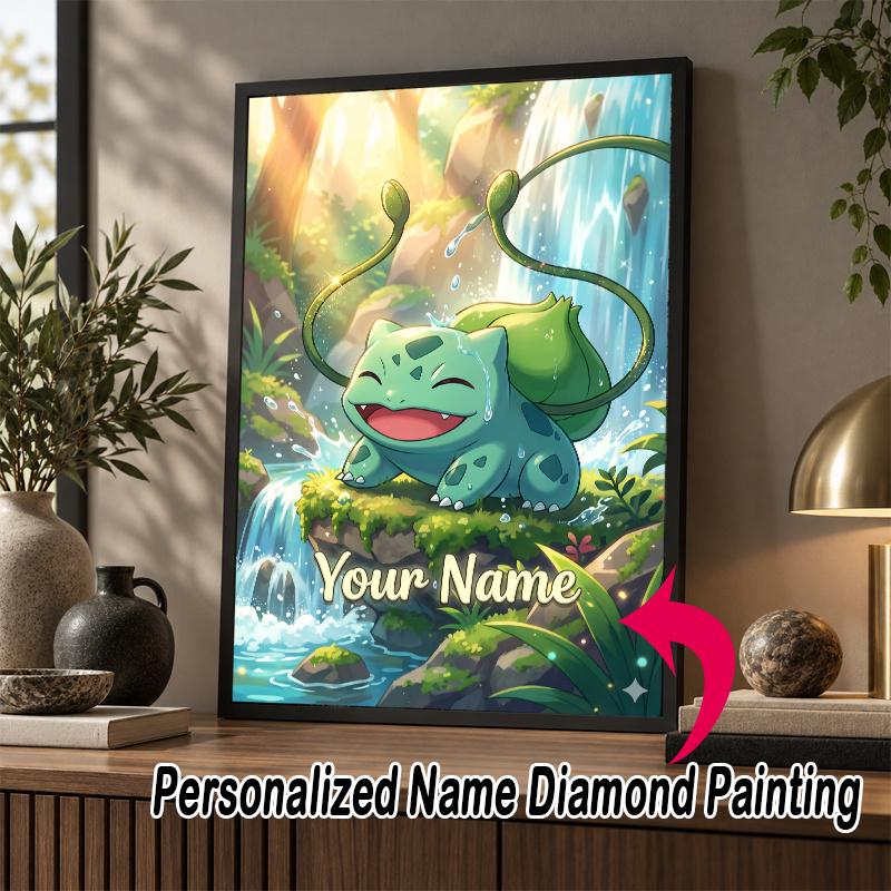 Personalized Bulbasaur Diamond Art Custom Name 5D Diamond Painting Full Drill DIY Craft