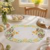 Oval Lace Table Linens Cute Rabbit Placemats, Cartoon Bunny And Tulip Placemat, Hollow Out Floral Kitchen Decor Accessories Place Mat, Fabric