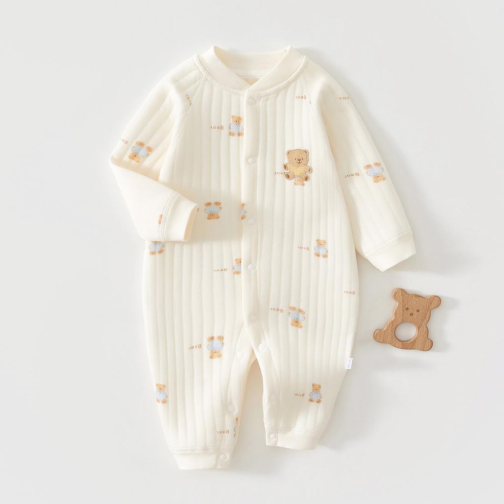 Baby Winter Romper Thin Cotton Quilted Jumpsuit Newborn Infant Warm Long Sleeve Onesie Inner Wear Crawling Clothes