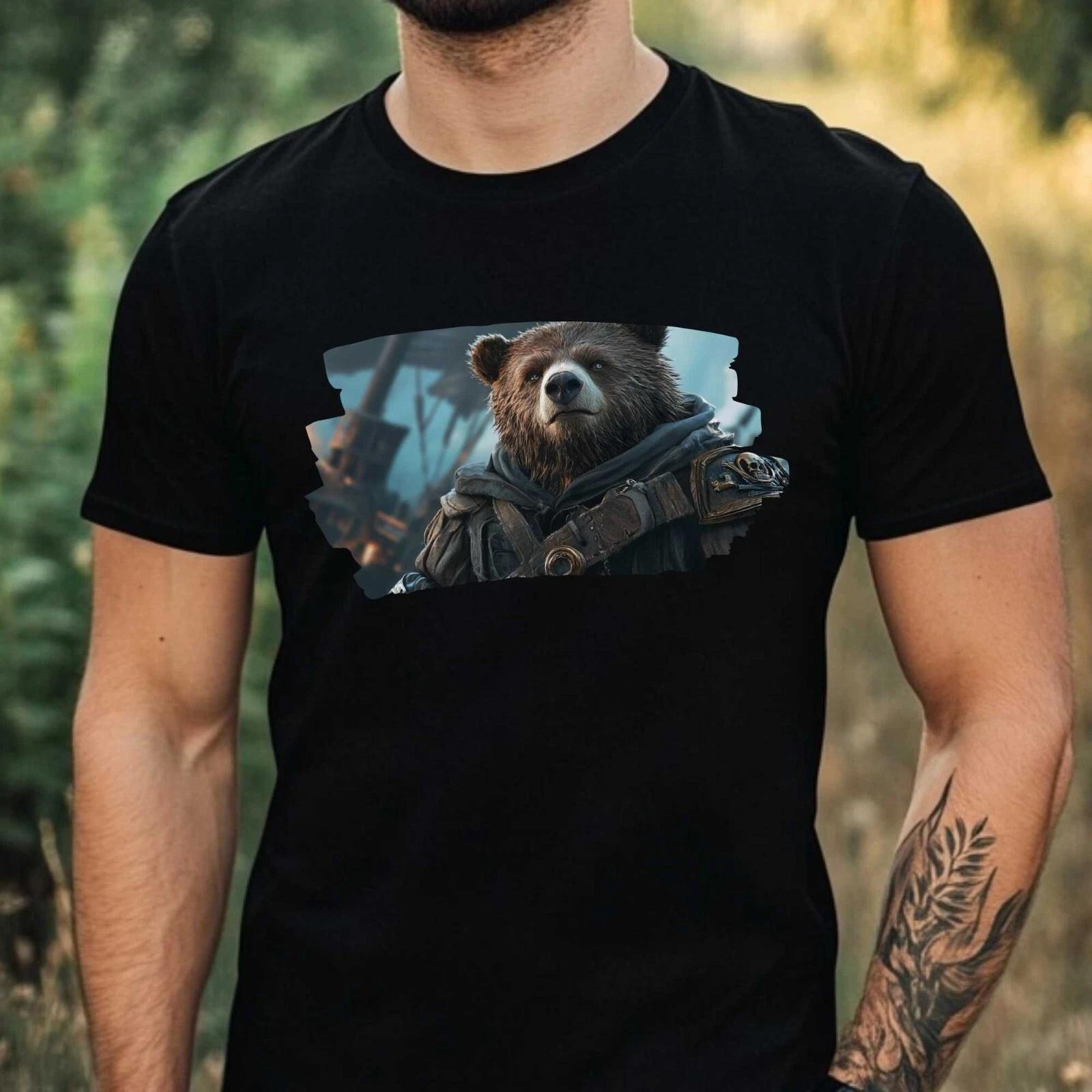 T-Shirt Herren Piraten Bär Motiv Baumwolle Größe XS bis 5XL L