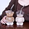 Tazza in Vetro Orsetto Cartone Animato Carino - Alto Borosilicato per Caffè, Acqua, Succo, Tè al Latte