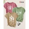 3er-Pack Yoga Meditation Figur Lotus Symbol Aufdruck Damen Kurzarm T-Shirts Sommer Herbst Sport Urlaub Freizeit Oberteile