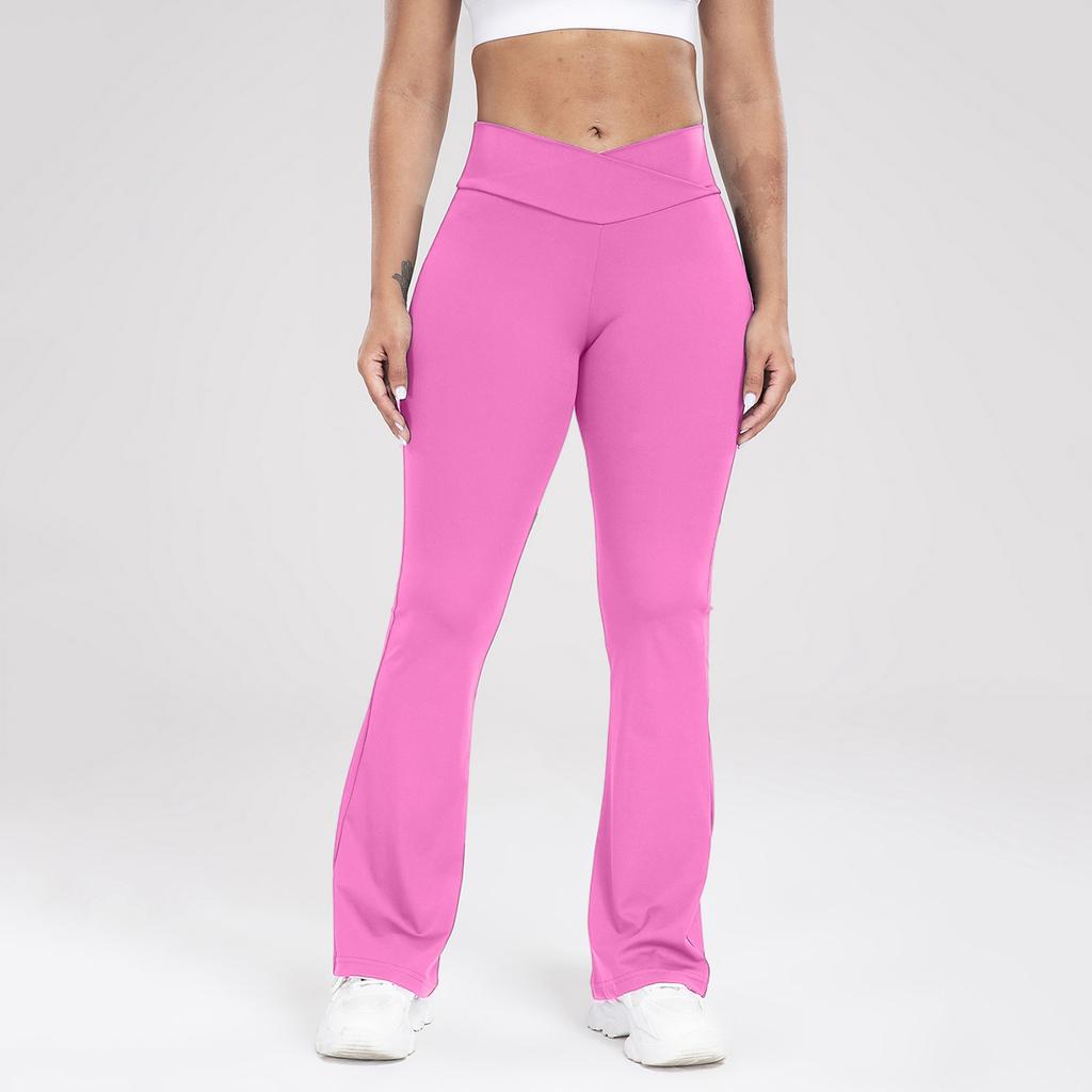 Women's Fashion Cross Waist Sports Outdoor Casual Flared Leggings Slim Yoga Pants