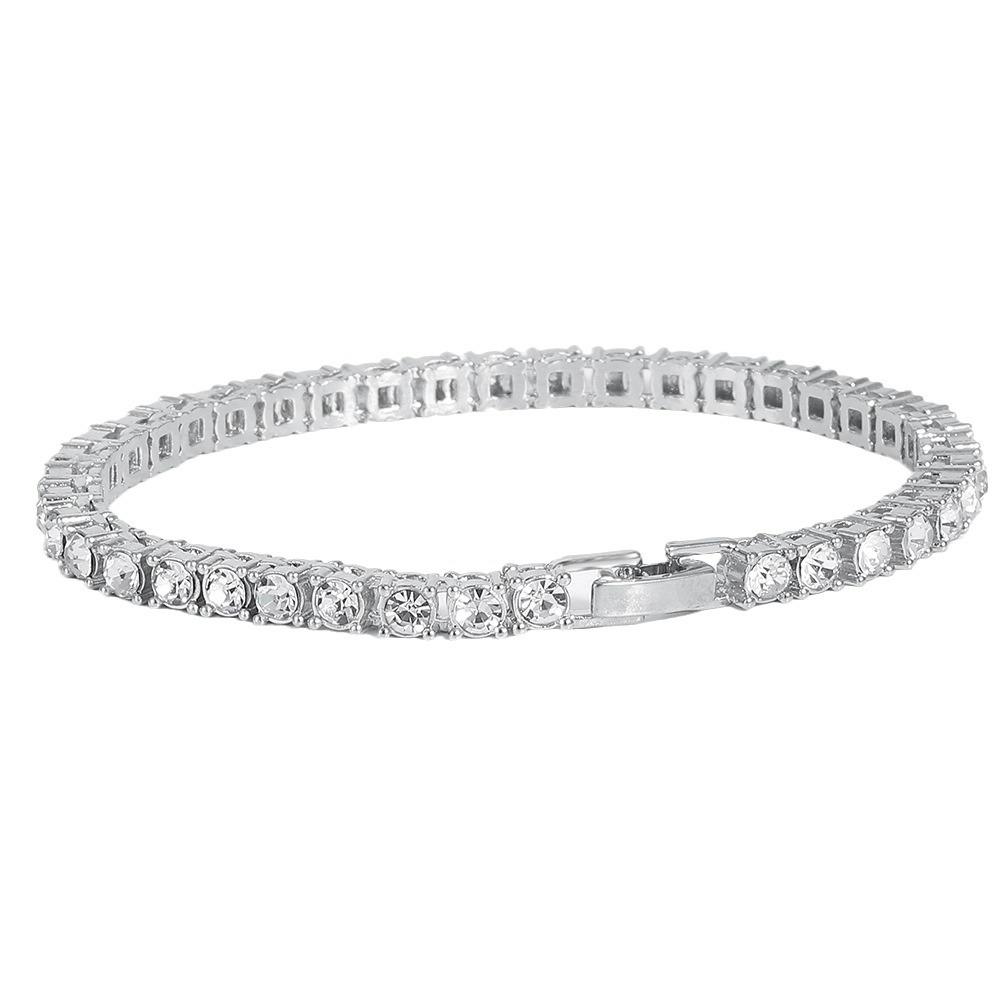 "Eco-Friendly Zinc Alloy 4mm Tennis Chain Necklace for Men & Women - Trendy Hip-Hop Jewelry"