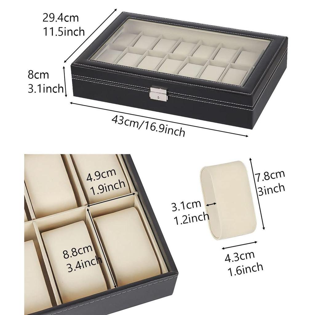 Used [Stock Clearance] QuiExact Watch Storage Case with Transparent Window Watch Box Collection Case Watch Storage Watch Box Accessories Storage Made