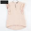 YOKOCHAN YCB-124-408 Pink Rayon Blend Ruffle Sleeve Pearl Slit Line Blouse Tops 38 Pink beigeUsed