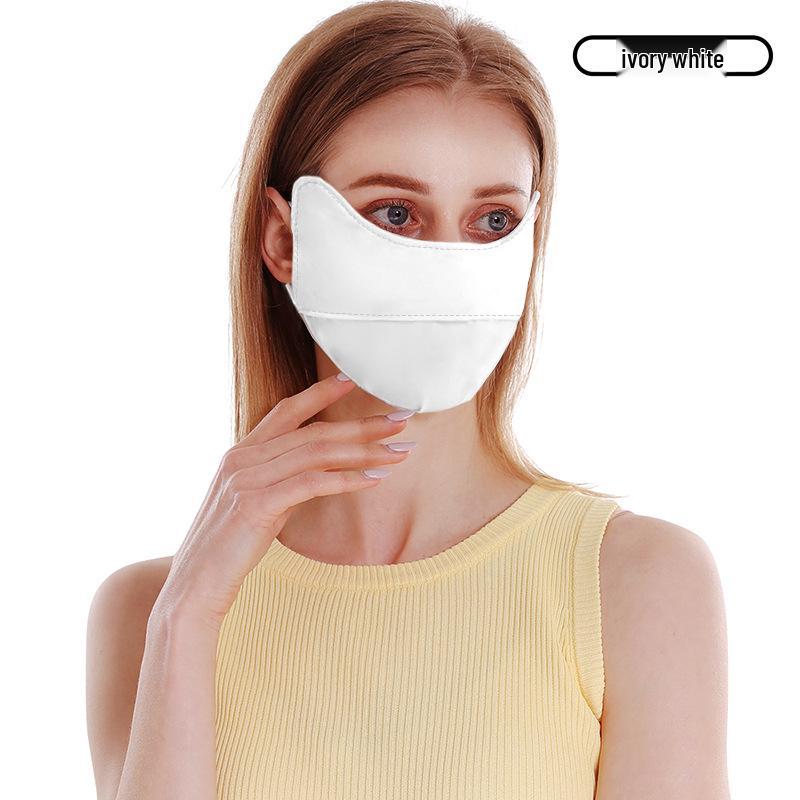 Ice Silk Women's Sunscreen Face Mask with 3D Eye Protection - Breathable, Thin, and Blush for Outdoor Cycling