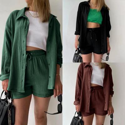 Summer Women's Suit Short Sets Outfit Suit For Women 2024 Two Piece Female Clothing Solid Beach Outfit Set Two Piece Set