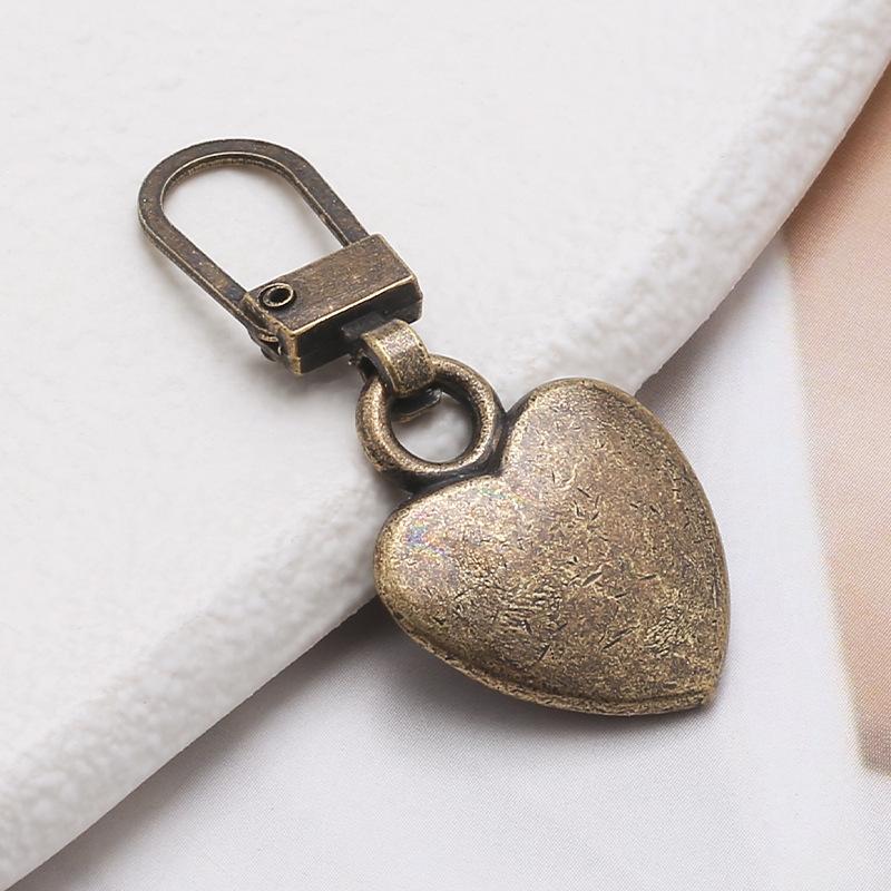 5PCS Sewing Zippers Puller Head Heart Shape Detachable Metal Zipper Slider Repair Kits for Bags Backpack Coat Zipper Pull Tab