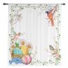 Easter Eggs Bird Flowers Sheer Curtains For Living Room Kitchen Window Curtains Bedroom Tulle Voile Curtains