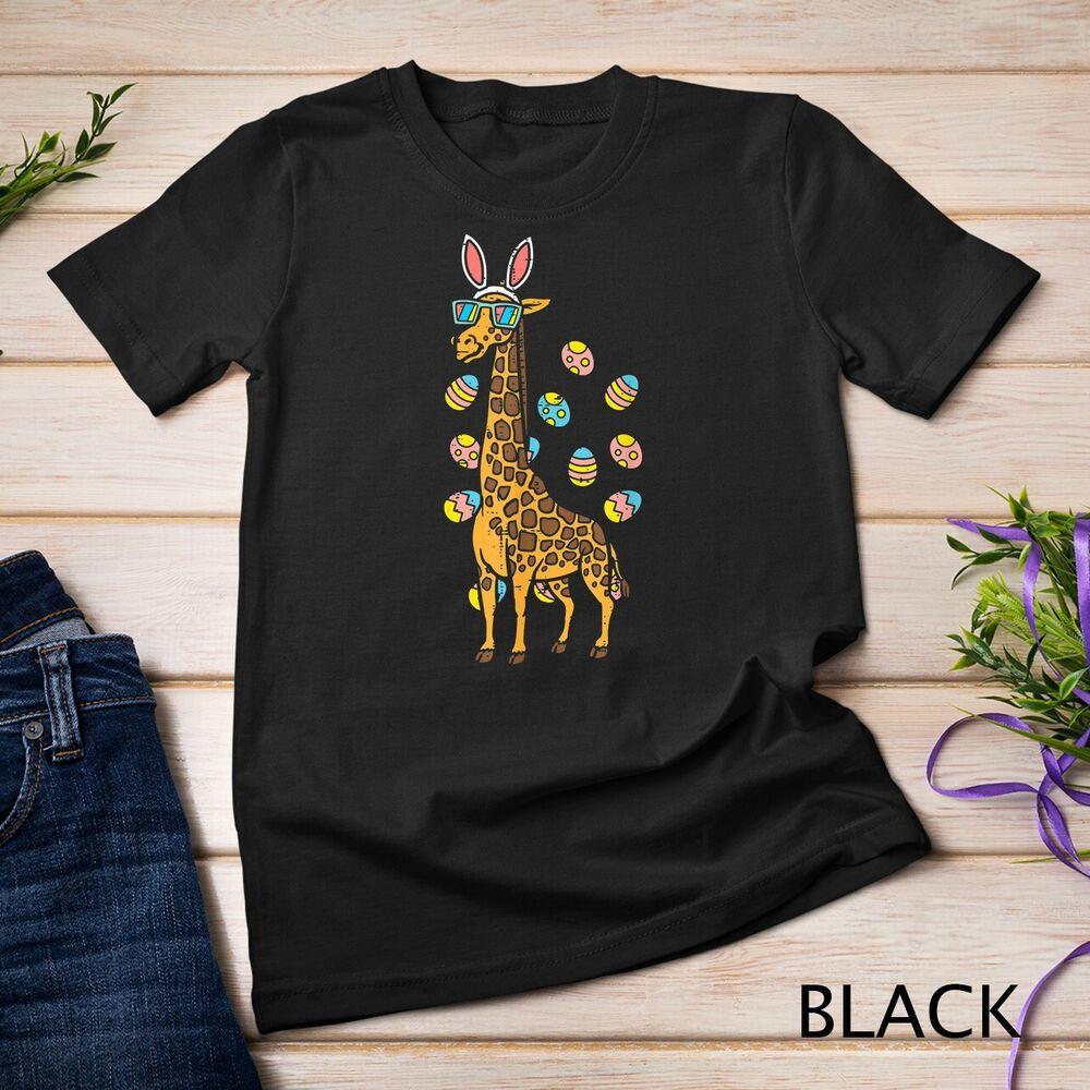 

Giraffe Bunny Ears Glasses Eggs Cute Easter Day Animal Girls Unisex T-shirt S