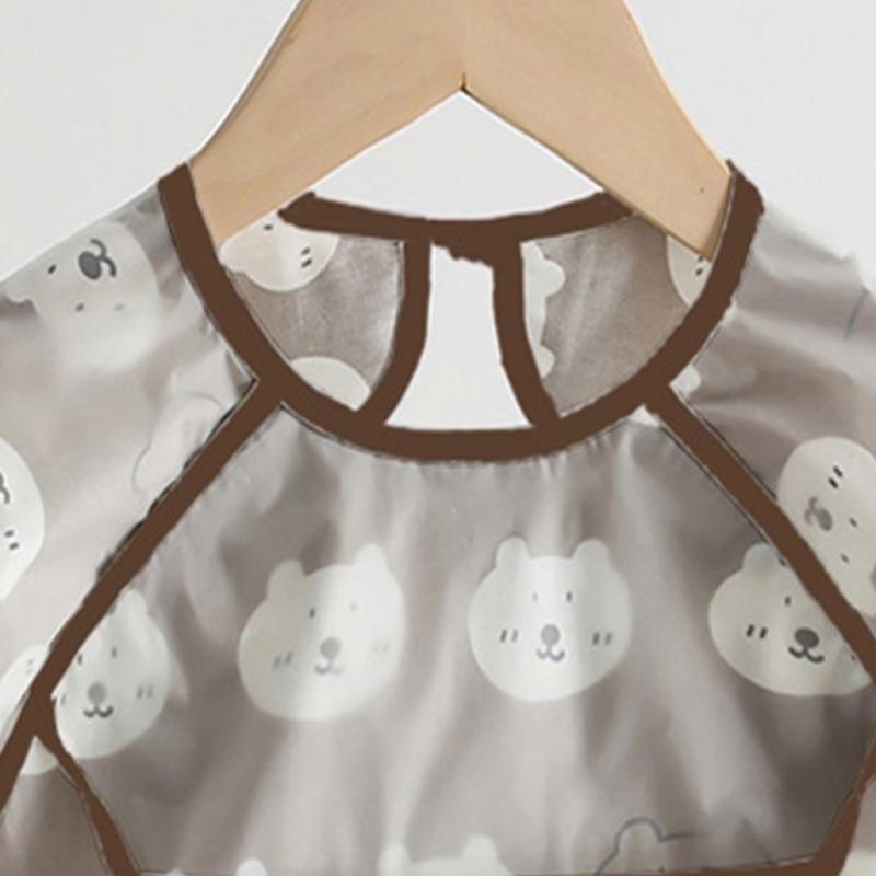 Spill Proof Short Sleeve Infant Bib with Adjustable Straps Easy Cleaning Smock For Eating Painting Outdoor Activity